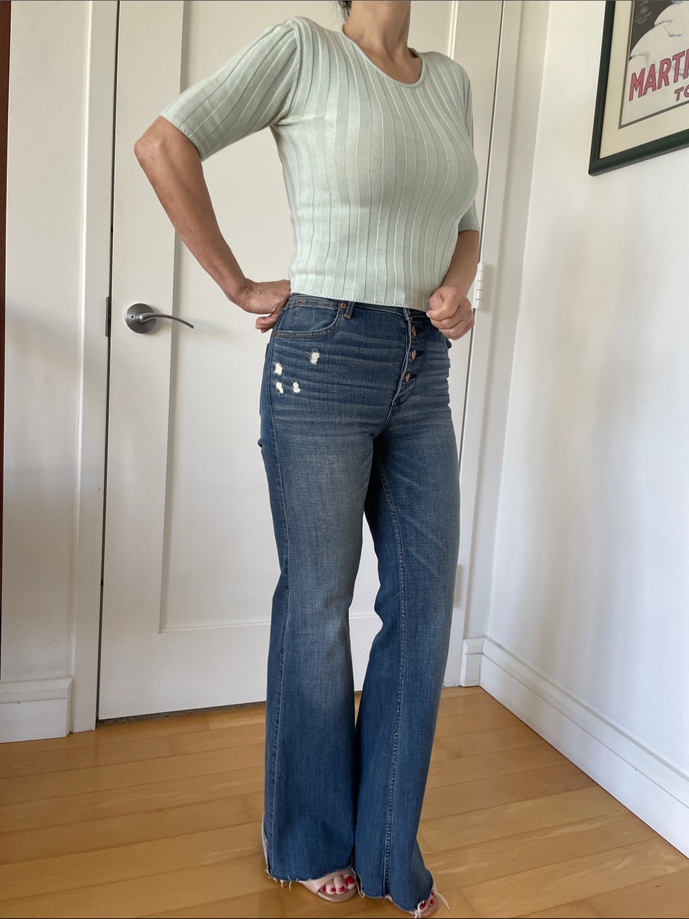Giorgio Armani Mint Green Ribbed Crewneck Sweater